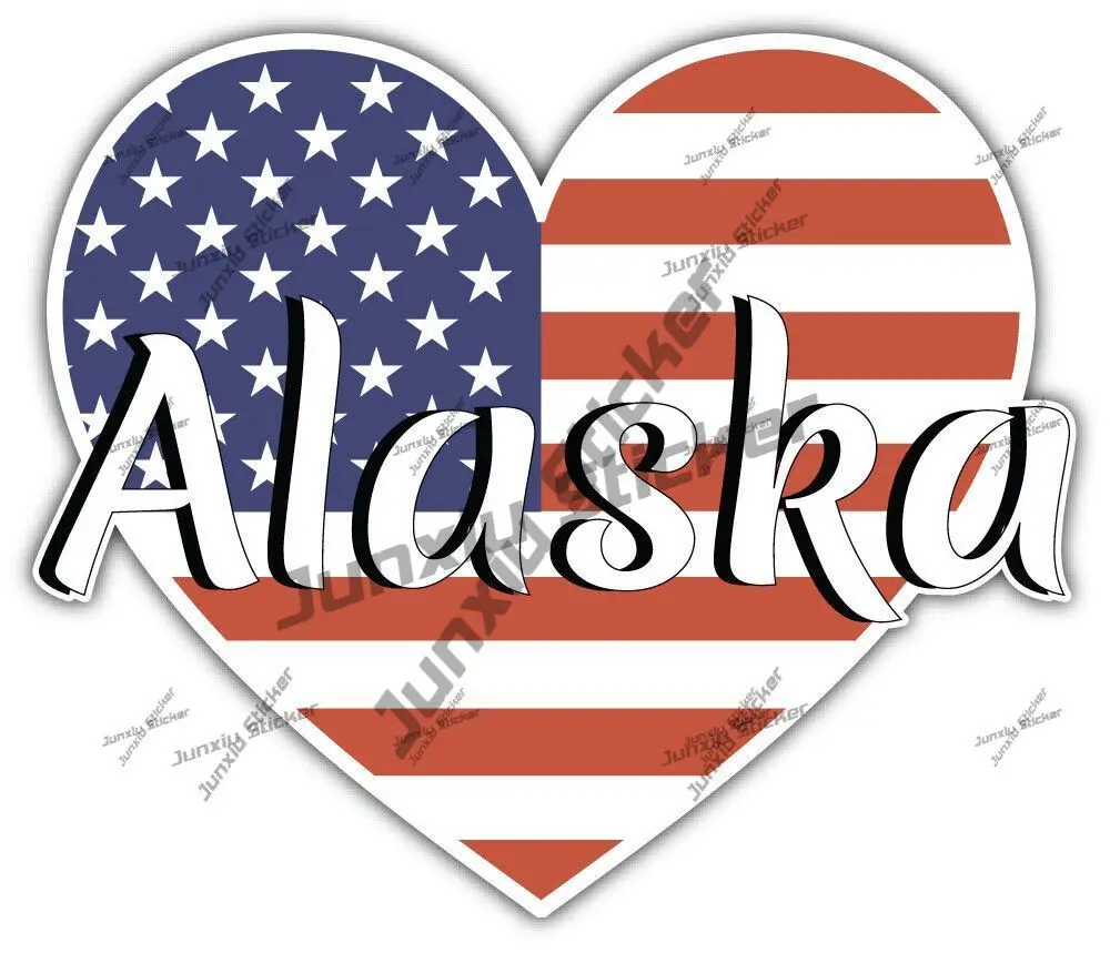 

I Love Alaska Decal Alaska USA State Heart Sticker Alaska American Flag Heart Waterproof Decal Accessories for SUV Car Trucks