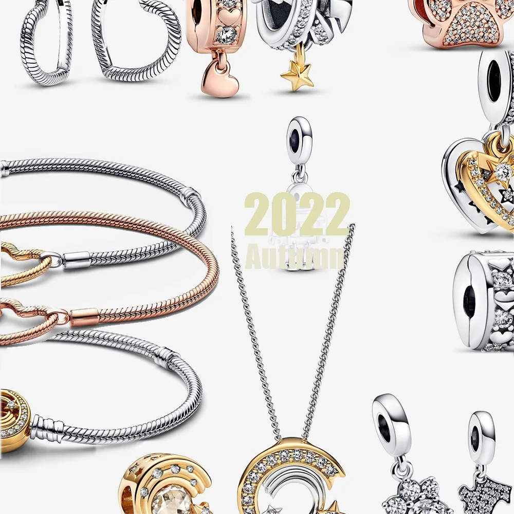 2022 Autumn New Jewelry Shooting Star Spiral Robot Beaded Pet Paw Print Cat Puzzle Pendant Fit Original Charm Bracelet