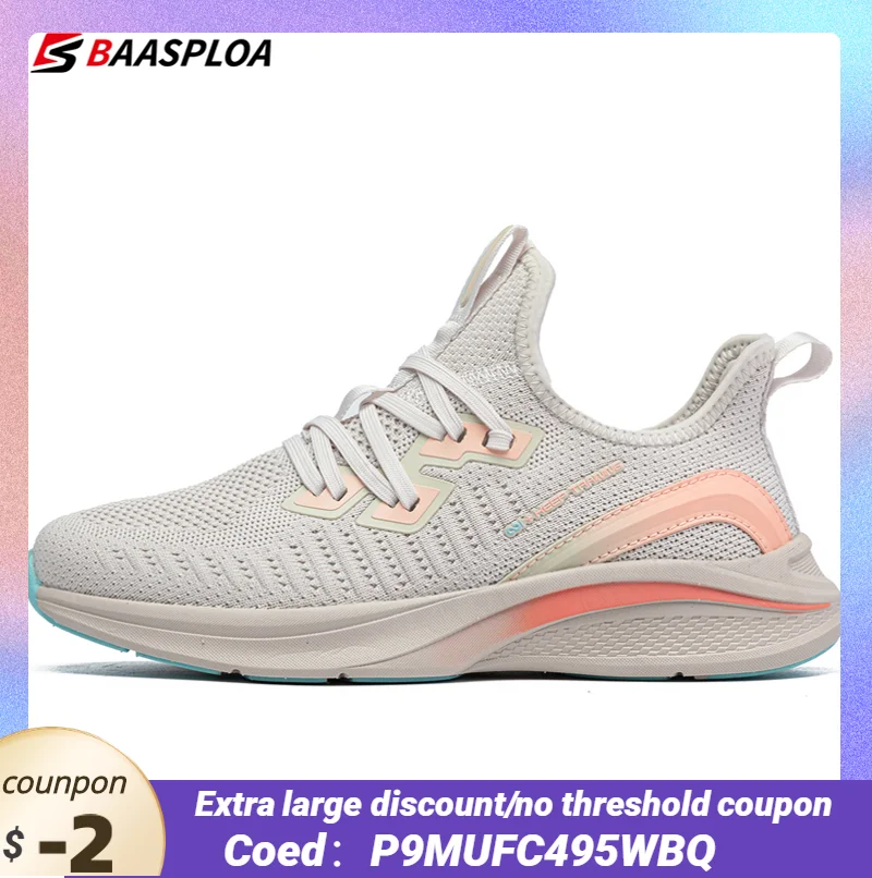 Baasploa Women Sneakers Casual Breathable Sports Shoes Comfortable Female Running Shoes Anti-slip Shock-absorbing Women's Shoes