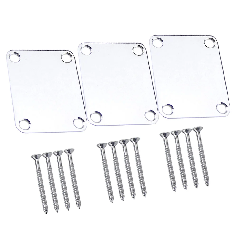 

3pcs Electric Guitar Neck Plate Bass Guitar Neck Strength Connecting Board Joint Plate for Guitar Bass with Screws (Silver)