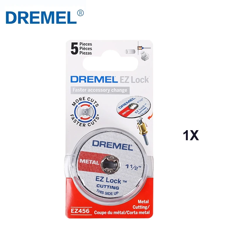 

Отрезные диски Dremel EZ Lock EZ456 для резки металла, 5 шт., диаметр 1/2 дюйма, 3,2 мм, усиленные стекловолокном, отрезные диски, вращающийся инструмент, шлифовальный диск