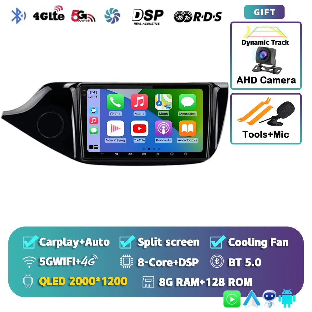 

Android 15 Carplay Auto для KIA Cee'd CEED JD 2012 2013 2014 2015 2016 2017 2018 Автомобильный радиоприемник Мультимедийный плеер Стерео WIFI + 4G DSP