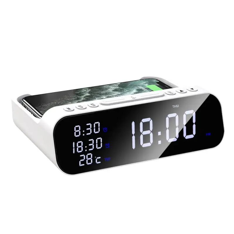 

15W Qi Fast Wireless Charger For IPhone 13 12 11 XR Samsung Apple Charging Dock Station With Alarm Clock Temperature Monitoring