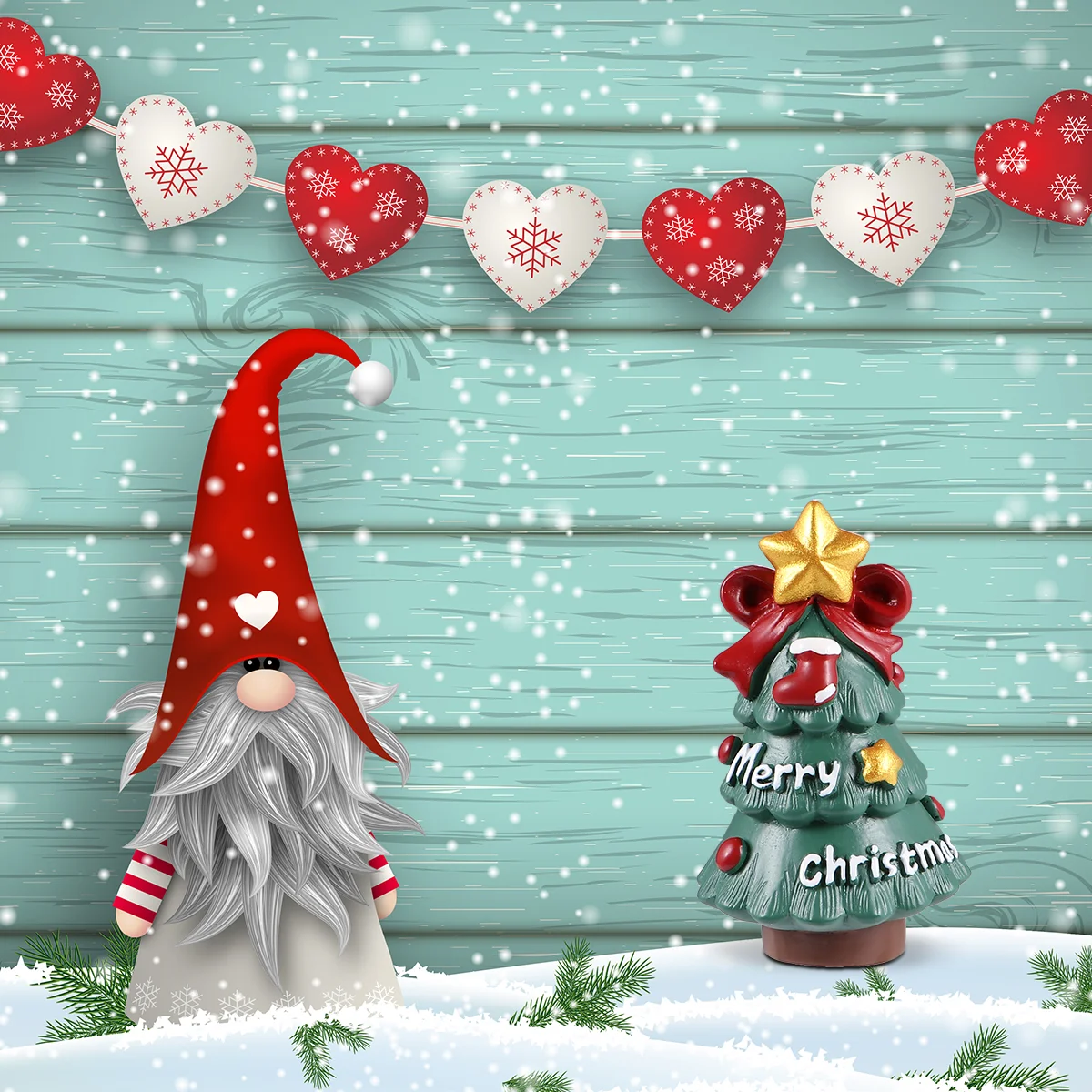 

2 Decorative Christmas Resin Ornaments Landscape Decor Mini Desktop Ornaments Decorations (Christmas Tree)