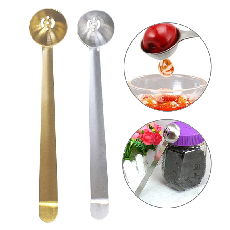 

1pc Stainless Steel Olive Spoon With Drain Hole Jam Slotted Spoon Jar Serving Tools Tableware Kitchen Long Handle Scoop Utensils