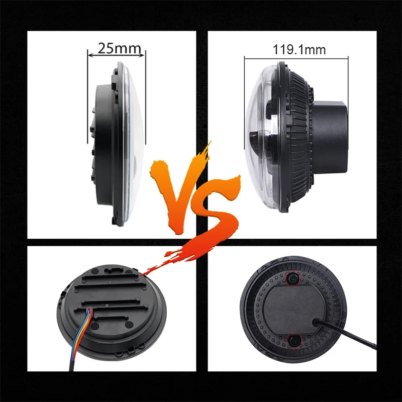 Мотоциклетная светодиодная фара 7 дюймов E9 DOT E-mark для Harley KAWASAKI Honda Yamaha Suzuki Cafe Racer Jeep