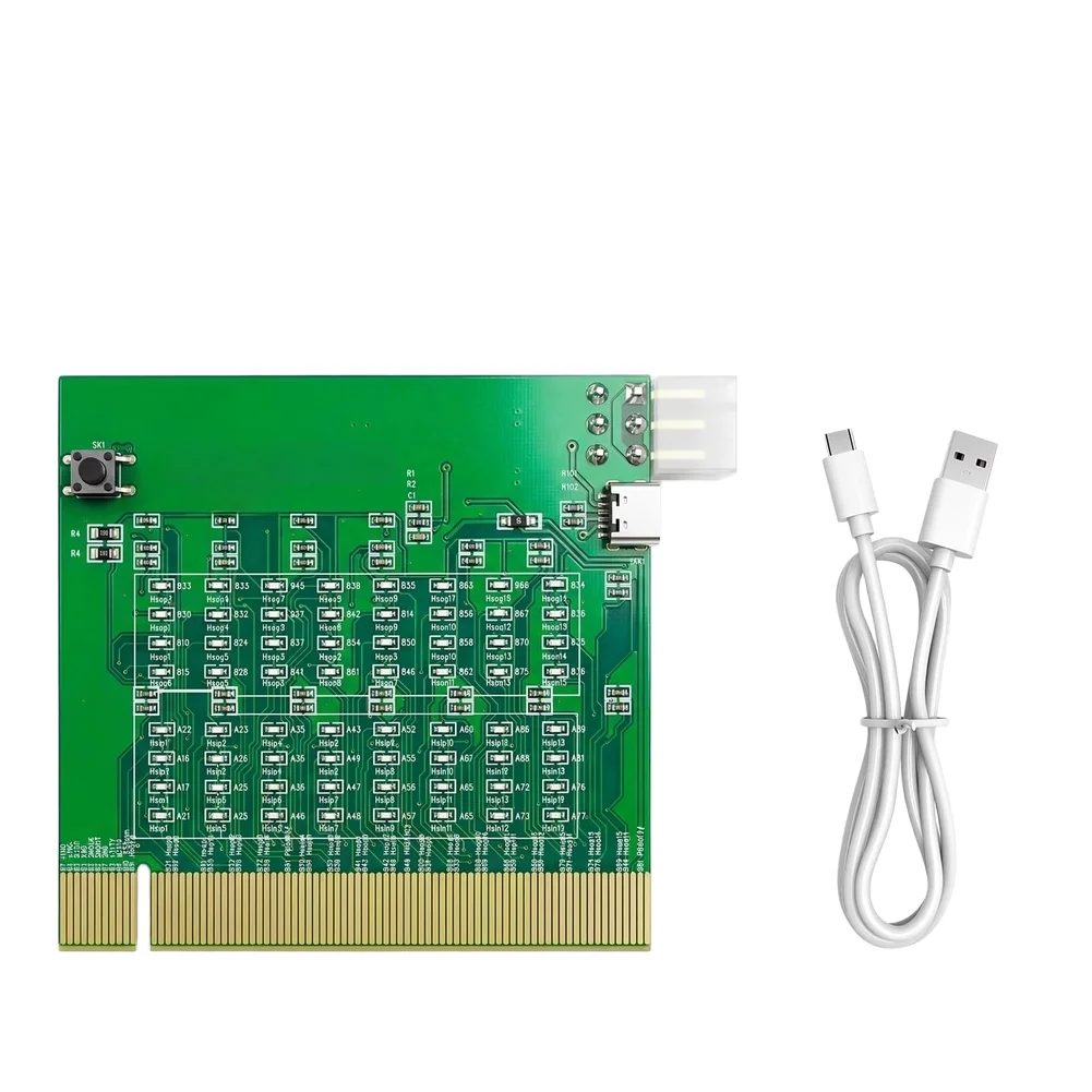 Фото Тестер-карта PCI/E 16X со светодиодными индикаторами и питанием Type-C для диагностики и ремонта графических карт настольных материнских плат №4