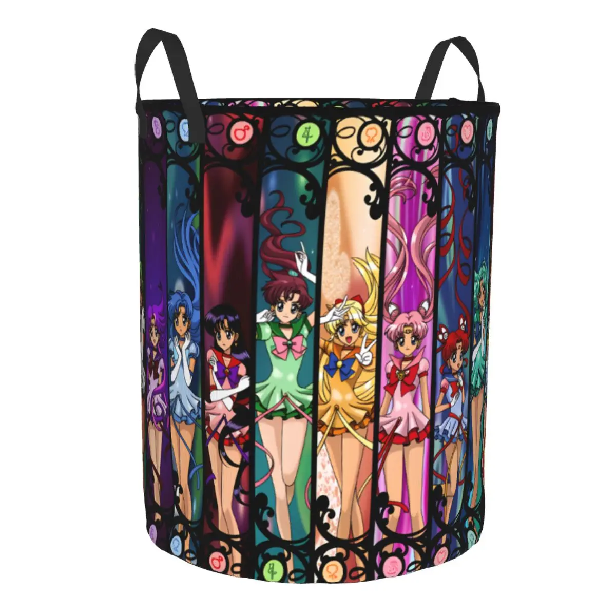 Фото Складная корзина для белья Sailor Moon Mercury Mars Jupiter Venus, контейнер для хранения одежды для ванной комнаты №2