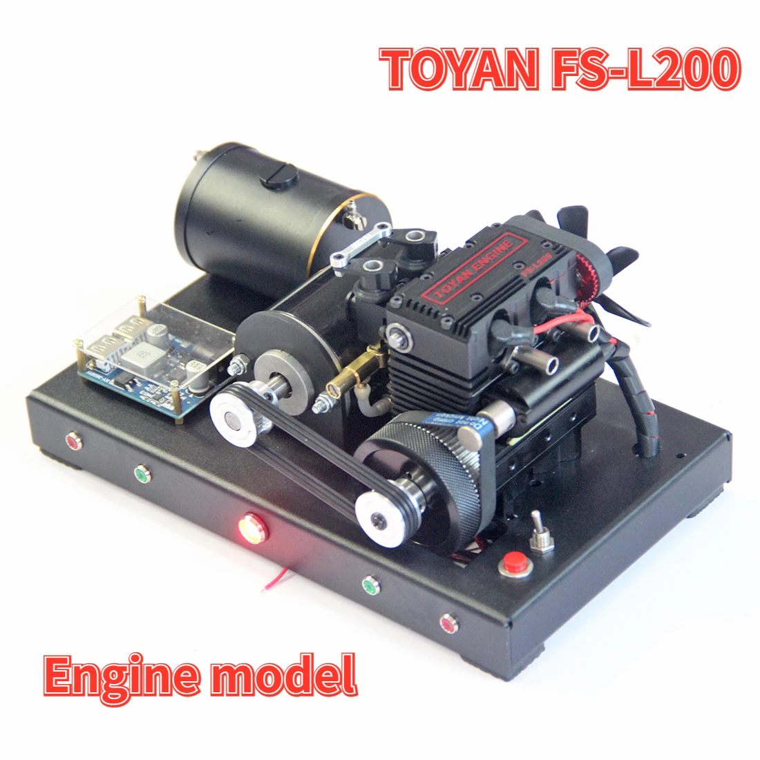 TOYAN FS-L200 Inline Two-Cylinder 4-Stroke Nitro Engine 12V Micro Illuminated Generator Model physics Educational Toys Gift
