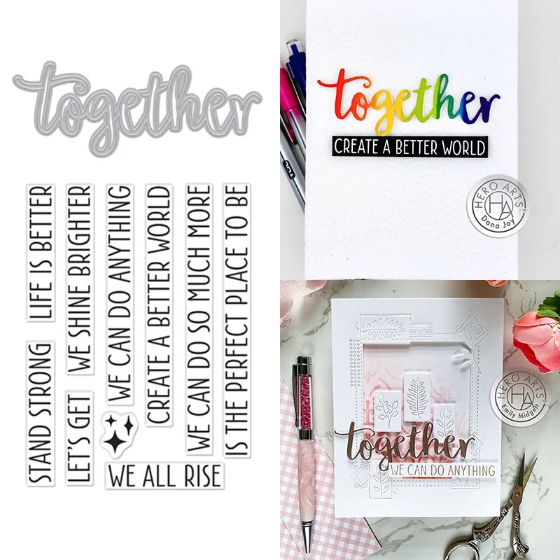 

2023 New English Words Set Together Clear Stamp Metal Cutting Dies For DIY Craft Making Paper Greeting Card Scrapbooking