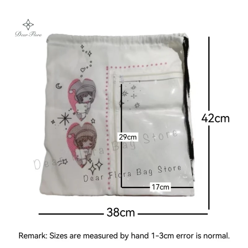 Лолита японский мультфильм шикарный рюкзак на шнурке женский Y2K прозрачный DIY