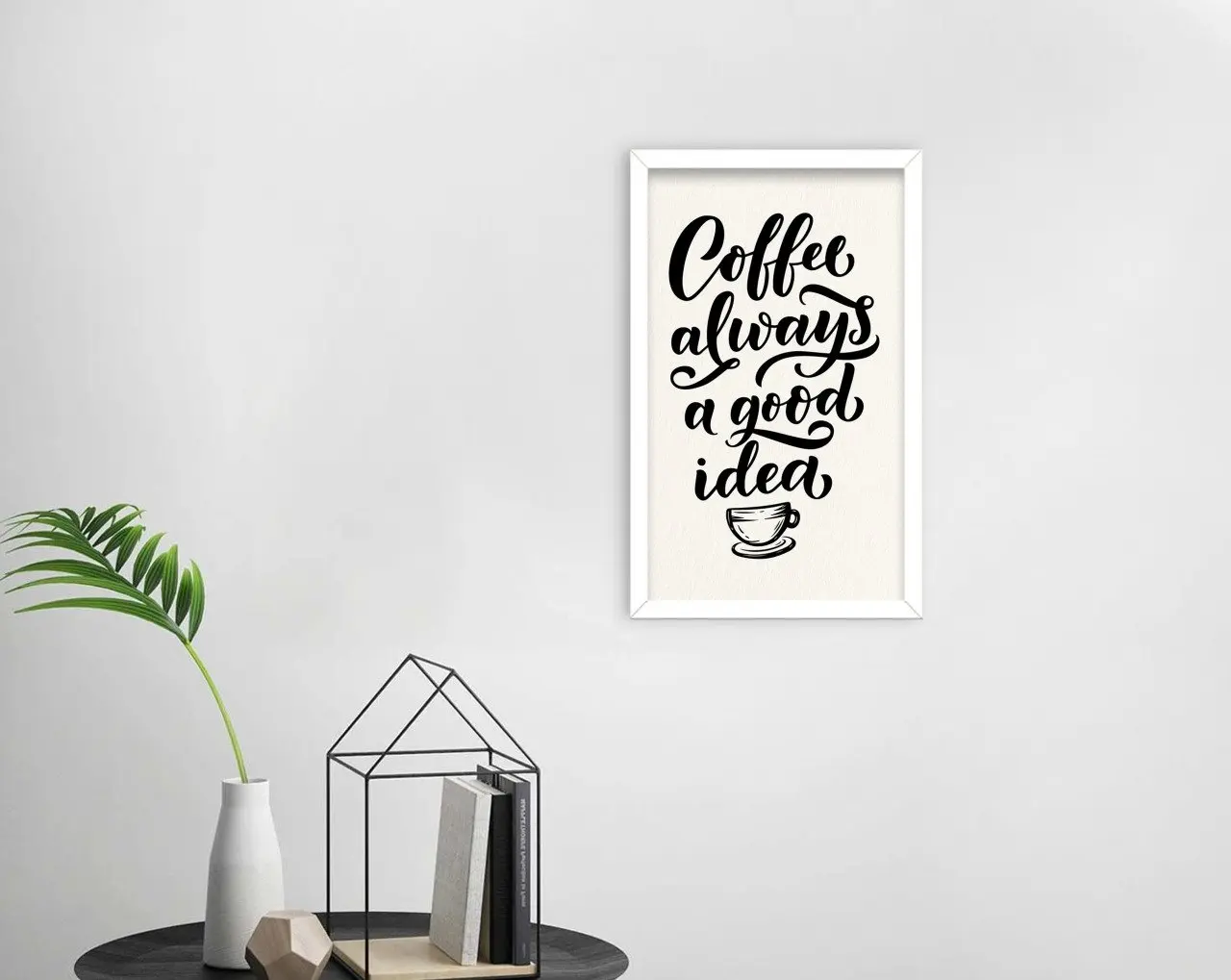 

BK Home Coffee Design Decorative Wood White Framed Tablo-48