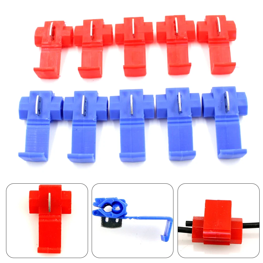 

10Pcs ABS Terminal Clip Car Motorcycle RV No Screw Clamp Quick Connector Terminal Clip Blue & Red 30*17*11mm