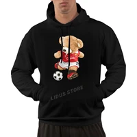 2022 fashion leisure cute teddy bear playing soccer hoodie sweatshirt harajuku streetwear 100 cotton mens graphics hoodie