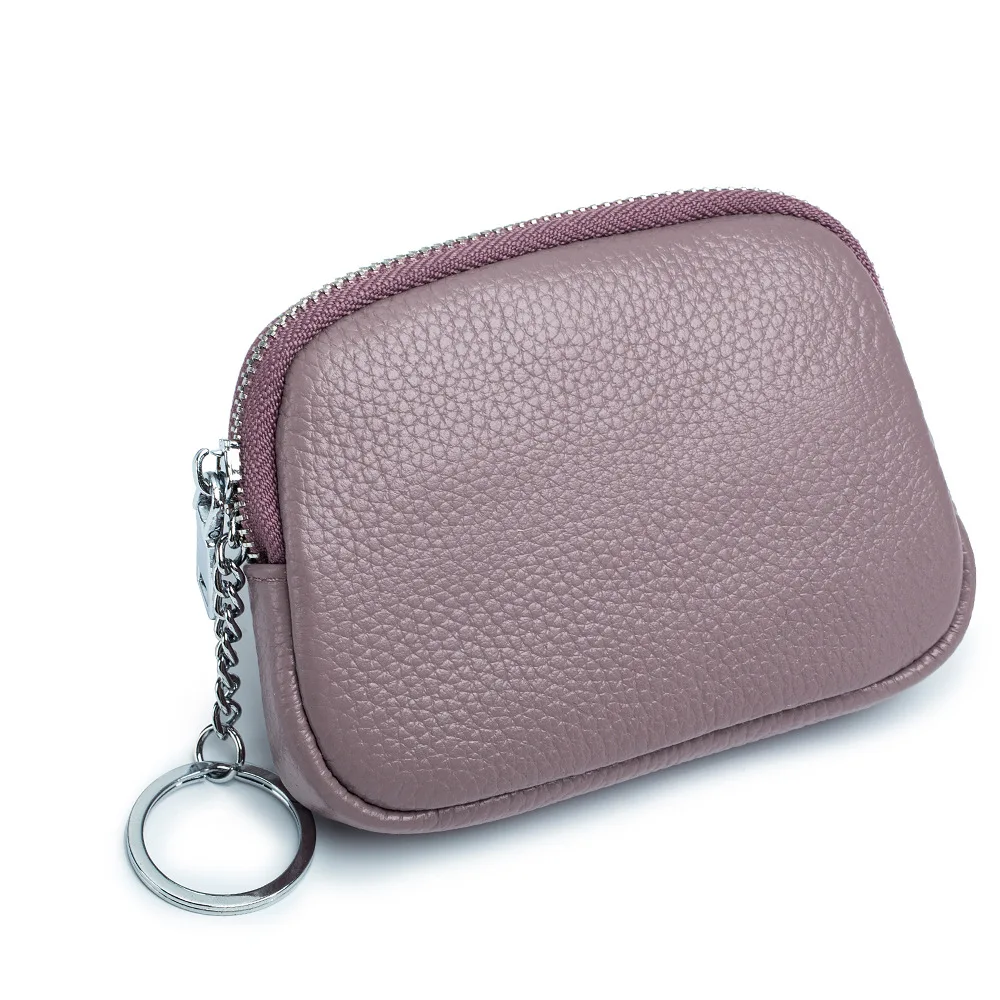 

Top Layer Cow Leather Bread Shape Coin Purse Key Ring Style Fine Hardware Chain Small Fashion Lady Multi-Function Cute Handbag