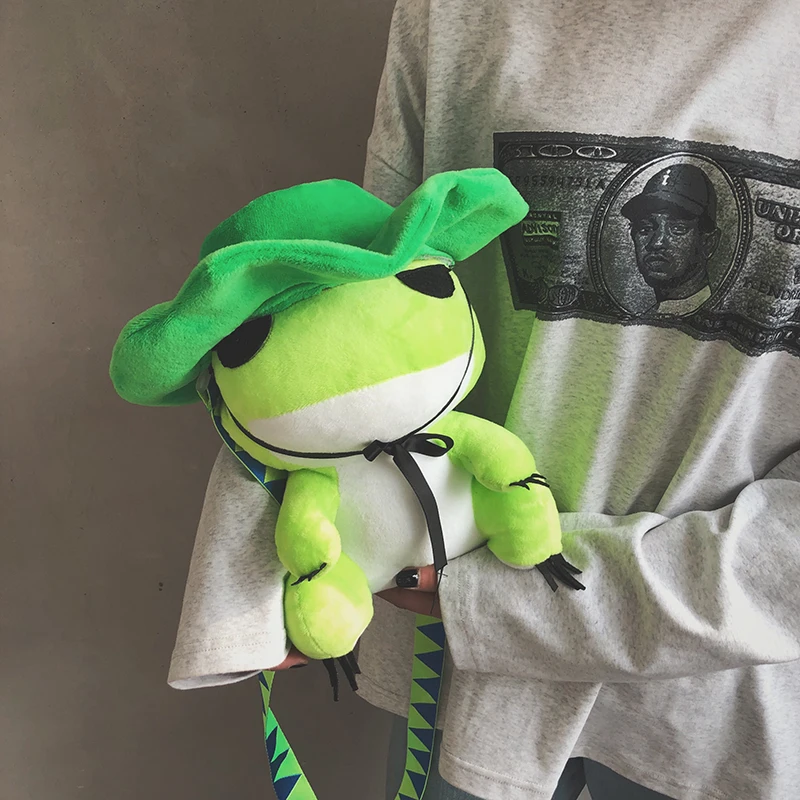 

Children Schoolbag Bags Anime Plush Backpack Travel Frog Cute Stuffed Animal Toy Doll For Girls Youth Birthday Gifts Matching