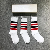 tb thom mens socks england style black red striped cotton socks solid breathable summer fashion brand harajuku womens socks
