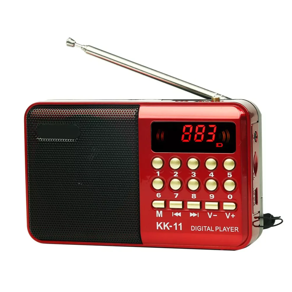 

Mini Portable Radio Handheld Digital FM USB TF MP3 Player Speaker USB Rechargeable Radio Telescopic Antenna Pockets Receiver