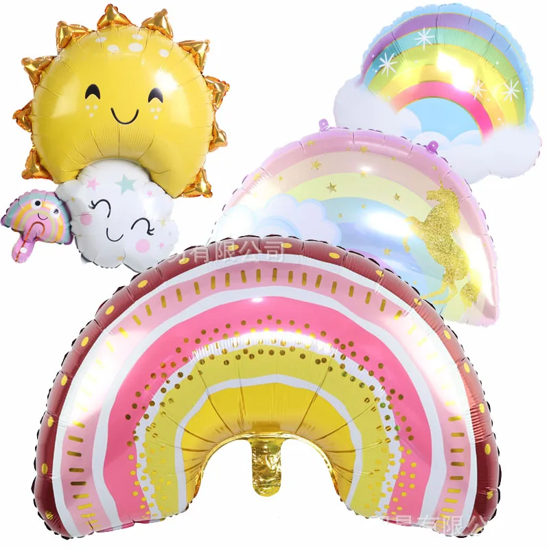 

New Smile Rainbow Cloud Foil Balloon Girl 10 Years Old Happy Birthday Party Sun Moon Tassels Weather Balloon Kids Toy Globol