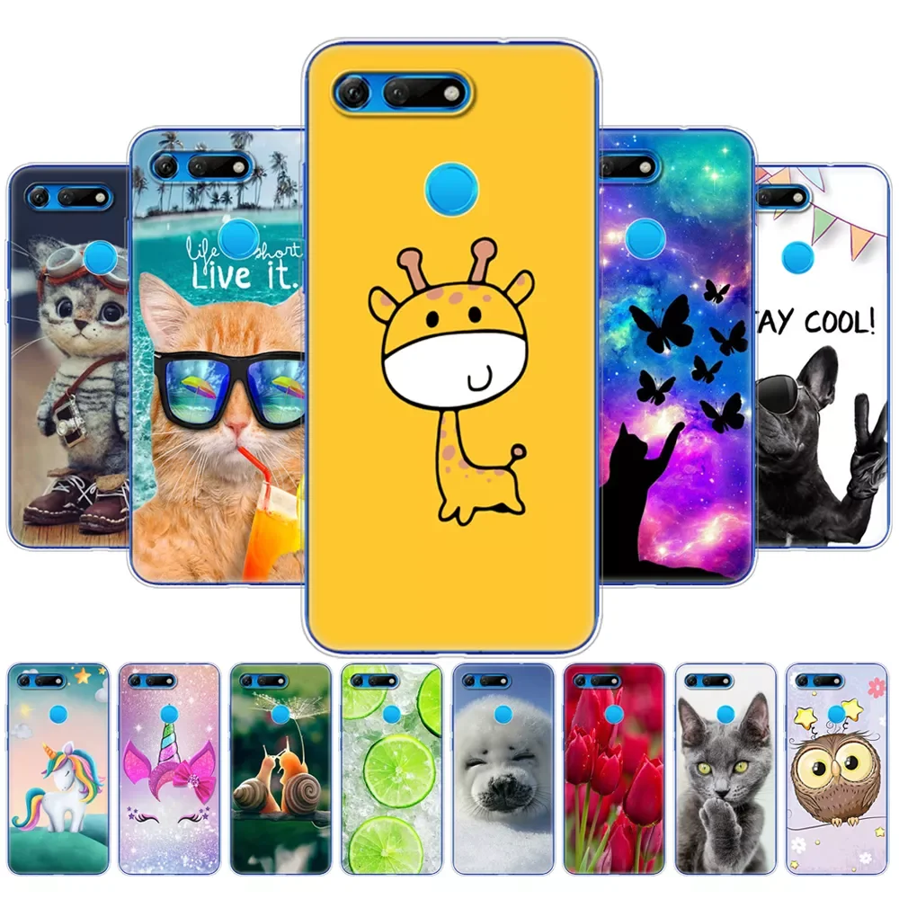 

case for Honor View 20 V20 Case TPU Funda Soft Silicone Cover For Honor V20 Capa Cute Animal pattern Silicone Phone