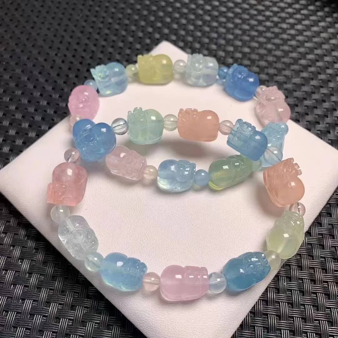 

1 шт. браслет из натурального камня Берил морганит пиксиу Мифические животные пиксиу бусины Кристалл кварц модные ювелирные изделия подарок для мужчин женщин