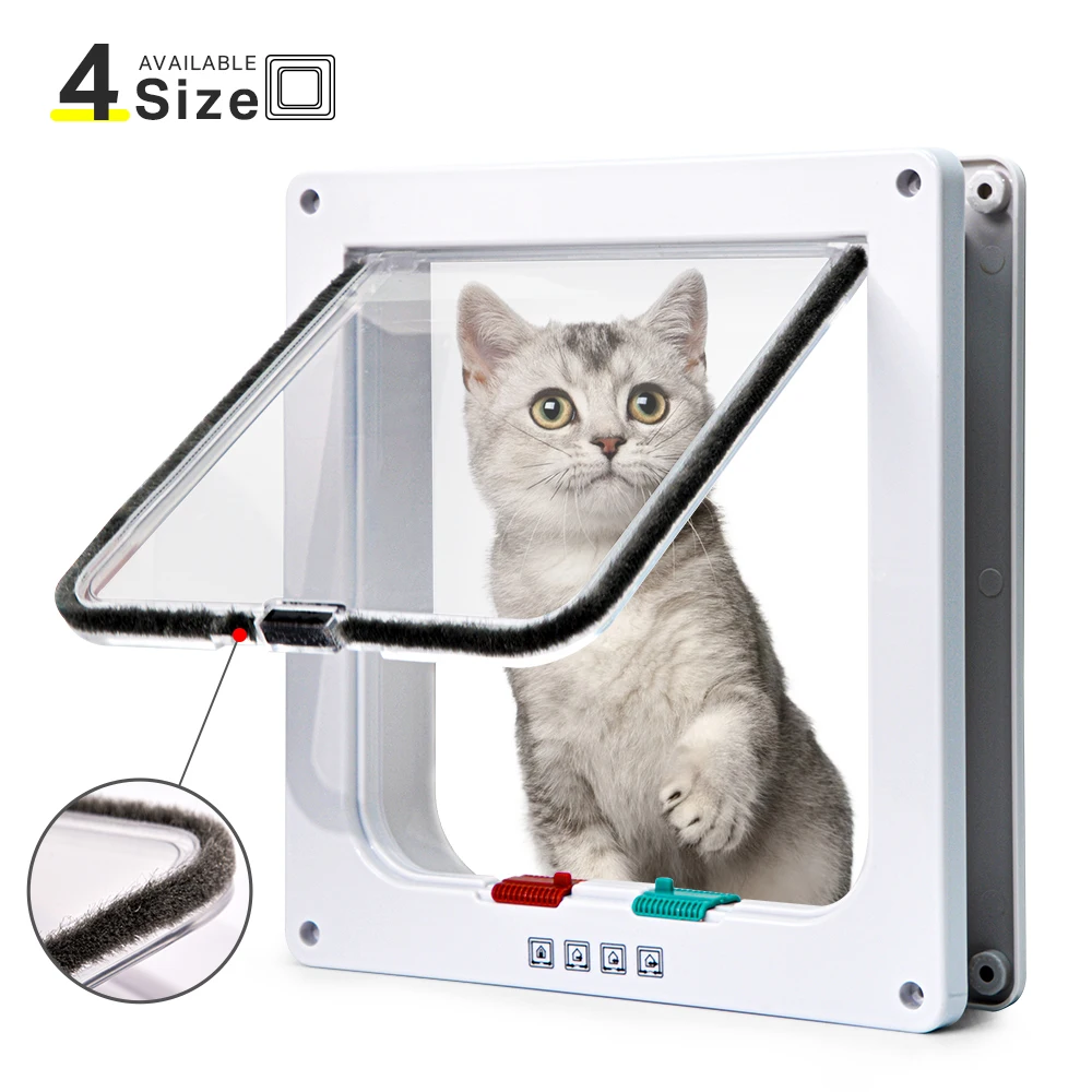 

Dog Cat Flap Door with 4 Way Locking Security Lock Flap Gate Weatherproof for Dogs Cats Pet Puppy Kitten ABS Plastic Gates Doors