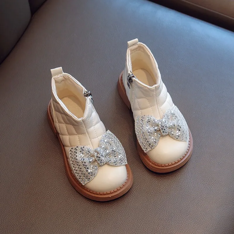 

Girls' Snow Boots Winter New Cotton Children's Versatile Little Fragrant Bowknot Classic Children's Fashion Princess Short Boots