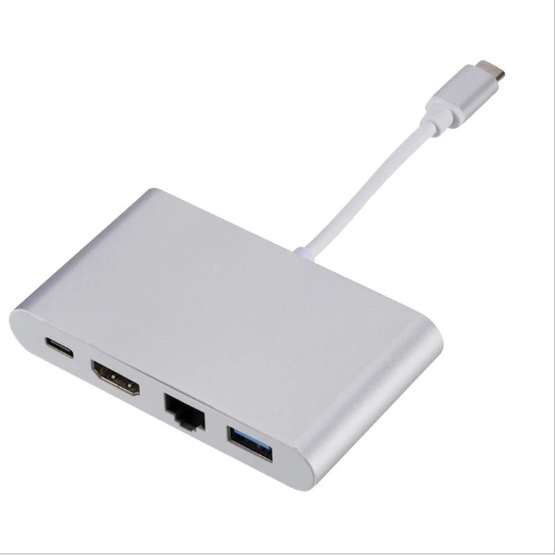 

USB C Ethernet-HDMI-совместимый + гигабитный Ethernet + USB3.0 Тип C адаптер-концентратор USB-C сплиттер для Pro Air