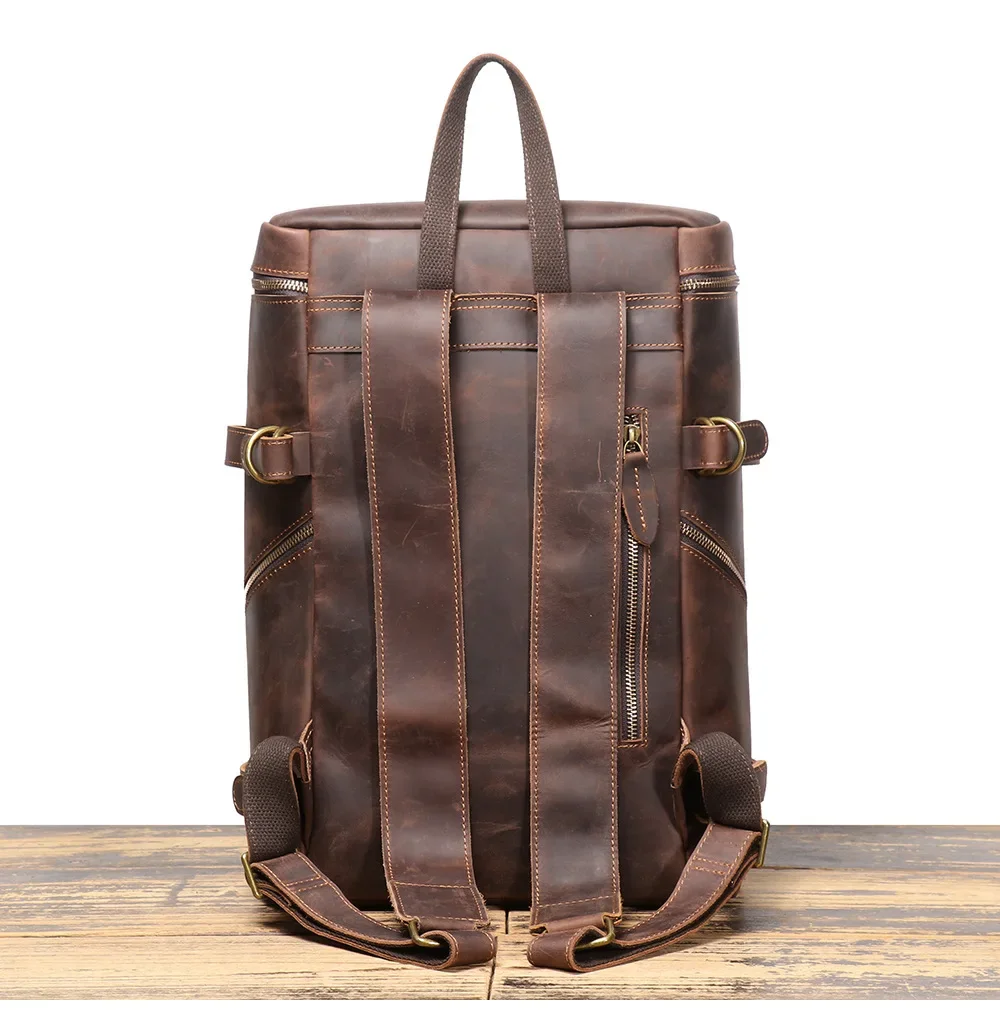 Винтажный кожаный рюкзак Crazy Horse для мужчин с сумкой ноутбука большой емкости