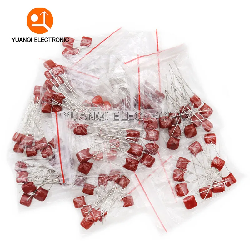 

Набор конденсаторов CBB 100 шт./лот, 100 в, 10 н-470 НФ, 10 видов, комплект конденсаторов из металлизированной полиэфирной пленки «сделай сам»