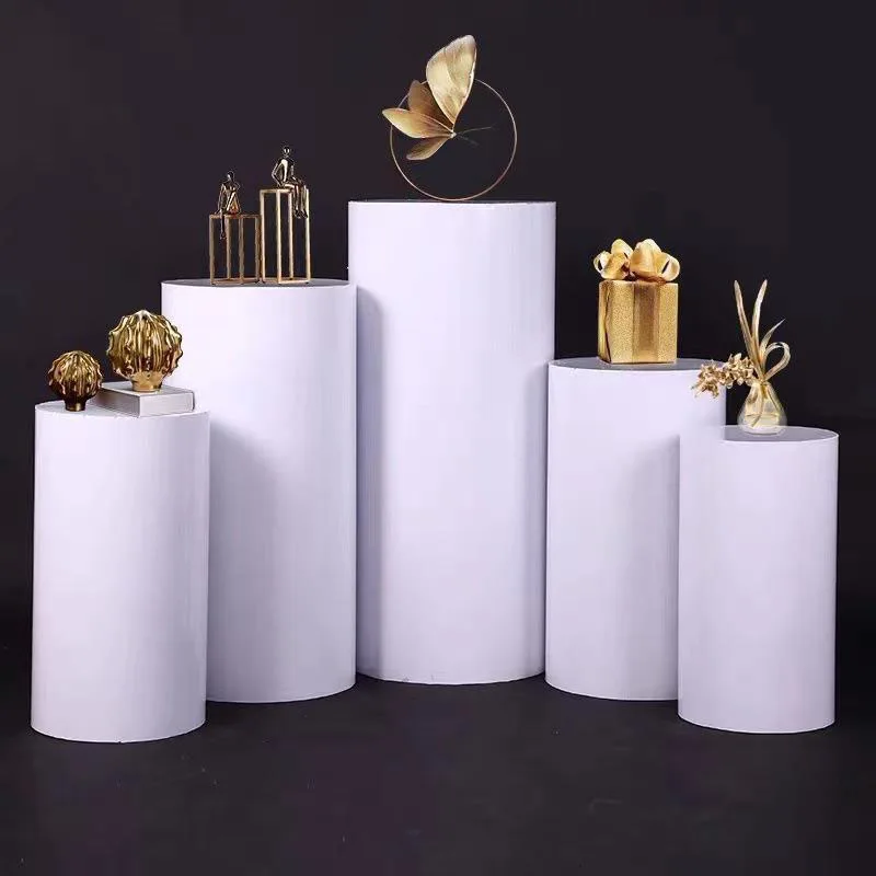 

3pcs Cube Cylinder Pedestal Display Iron White Black Art Decor Cake Rack Plinths Pillars for DIY Wedding Decorations Holiday