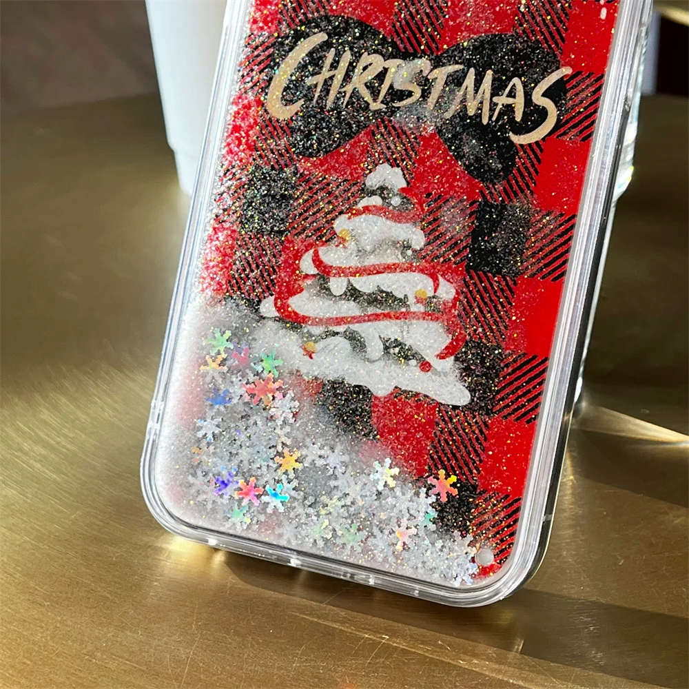 Чехол с мультяшной рождественской елкой снежным цветком и зыбучим песком для iPhone