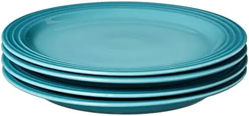 

Set of 4 Dinner Plates, 10.5" each, White Dining plates Green dishes Wooden bowl Wedding charger plates Plates set free shipping