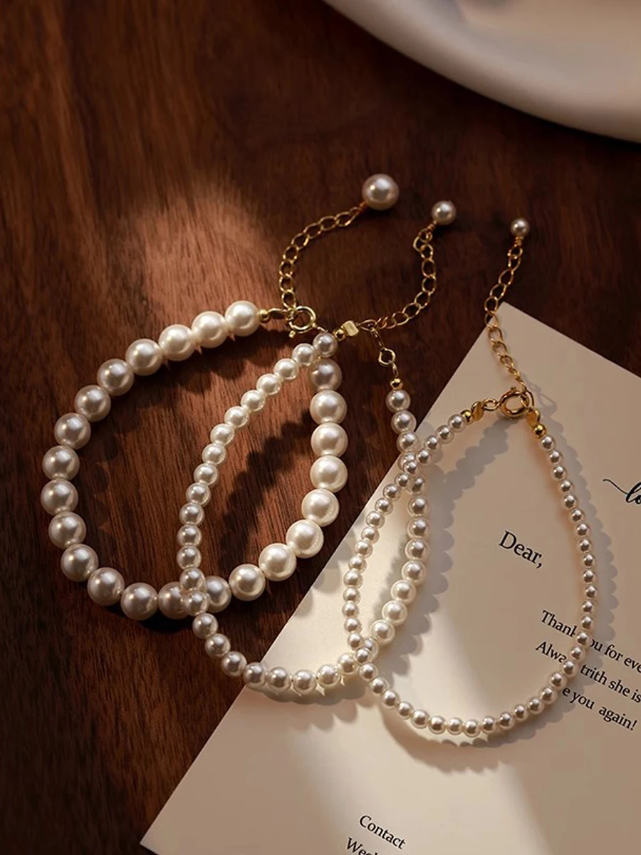 Браслет с жемчугом Shijia для девочек круглая легкая роскошная сумка из золота 4