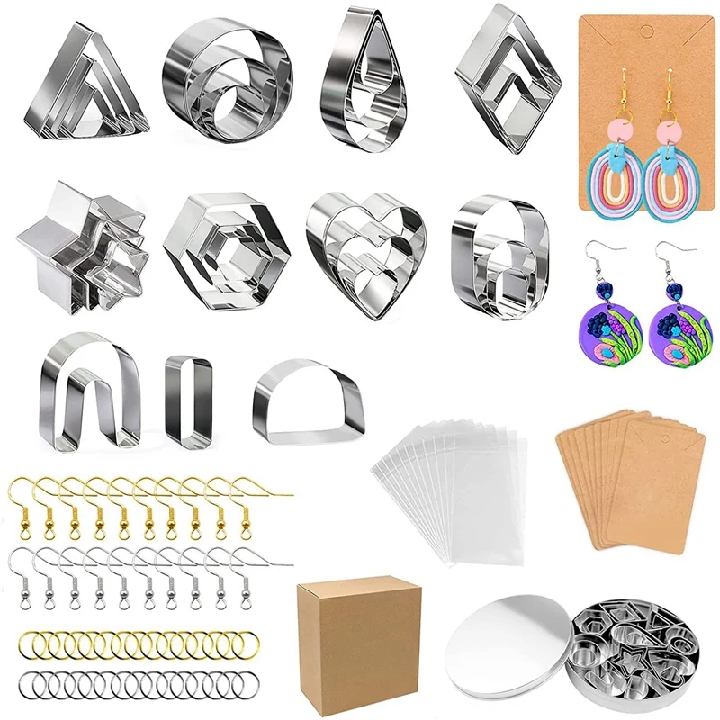 

27Pcs Polymer Clay Cutters,Clay Earring Cutters With Earring Cards And Hooks, Polymer Clay Cutters Shapes Jewelry Making