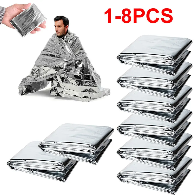 

1-8PCS Outdoor Emergency Survival Blanket Waterproof First Aid Sliver Rescue Curtain Foil Thermal Military Blanket 130x210CM New
