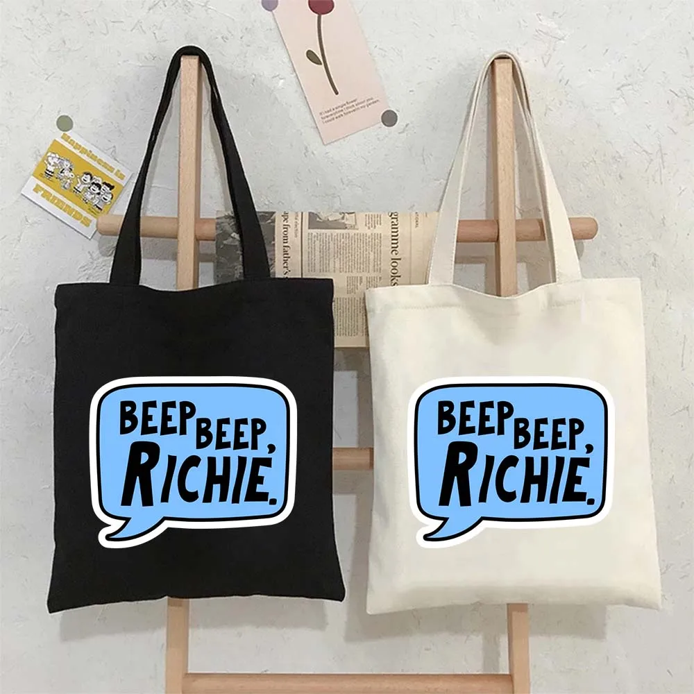 

It Pennywise Beep Beep Richie Sticker Tote Bags for Women Canvas Shopping Beach Bag Large Capacity Reusable Handbags