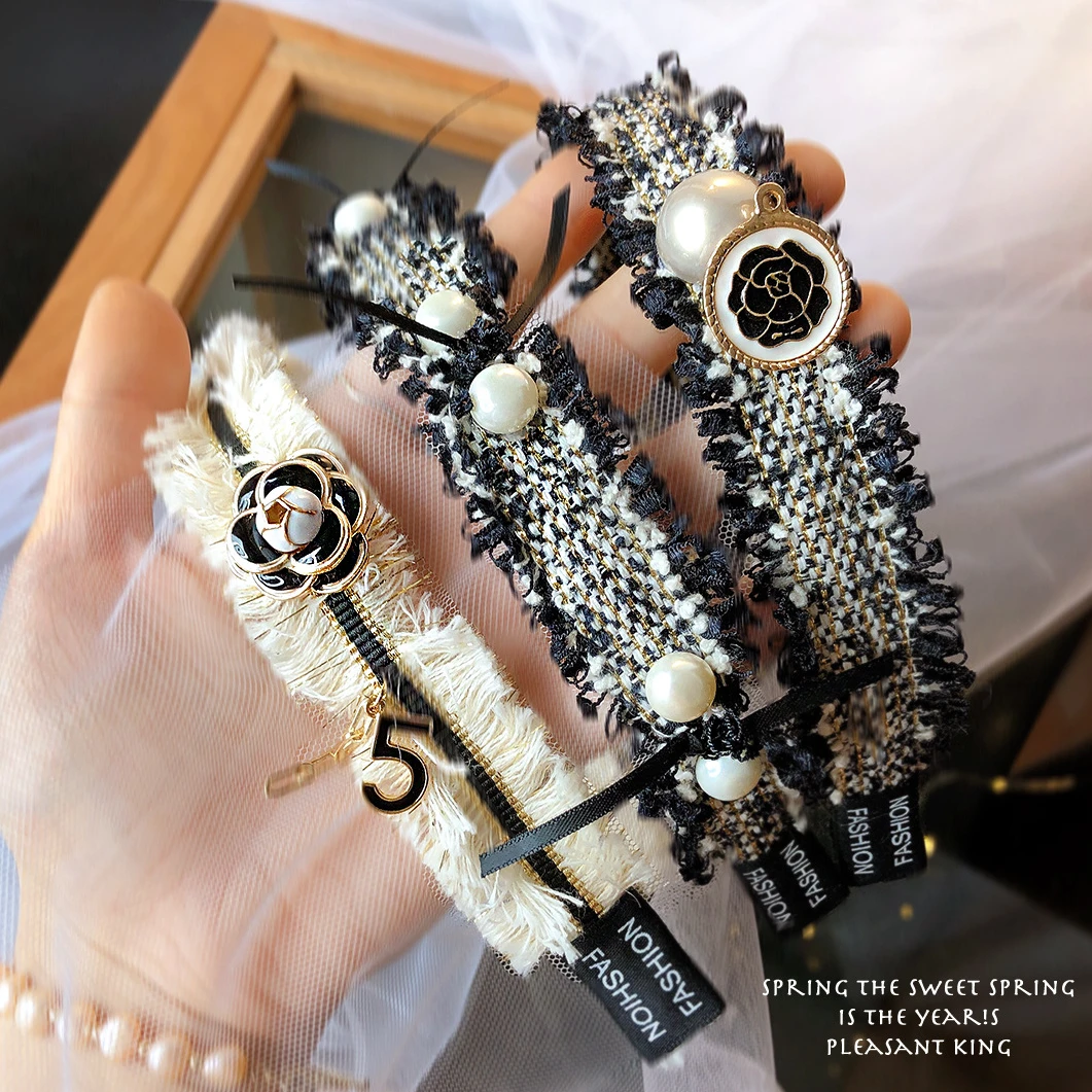 

Korea's New Retro Camellia Flower Hairbands Headband Floral Hair Bands Hair Accessories Headwear Student Women's Wide Hairband