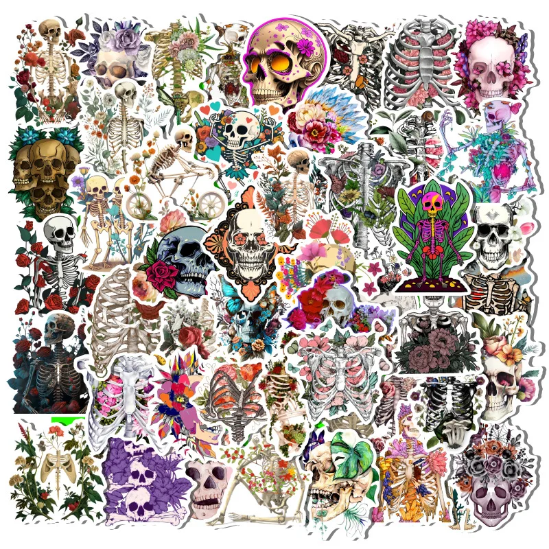 

Rose Skeleton Stickers Notebook Car Laptop Skate Sticker Book Phone Cases Cool Guitar Toys Skates Planner Interior Motorcycle