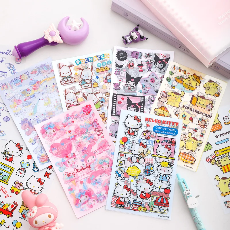 

Мультяшная наклейка Hellokitty, наклейка для хранения книг, наклейки Kuromi, материал для ручного счета, украшение «сделай сам», игрушка, наклейка, подарок на день рождения
