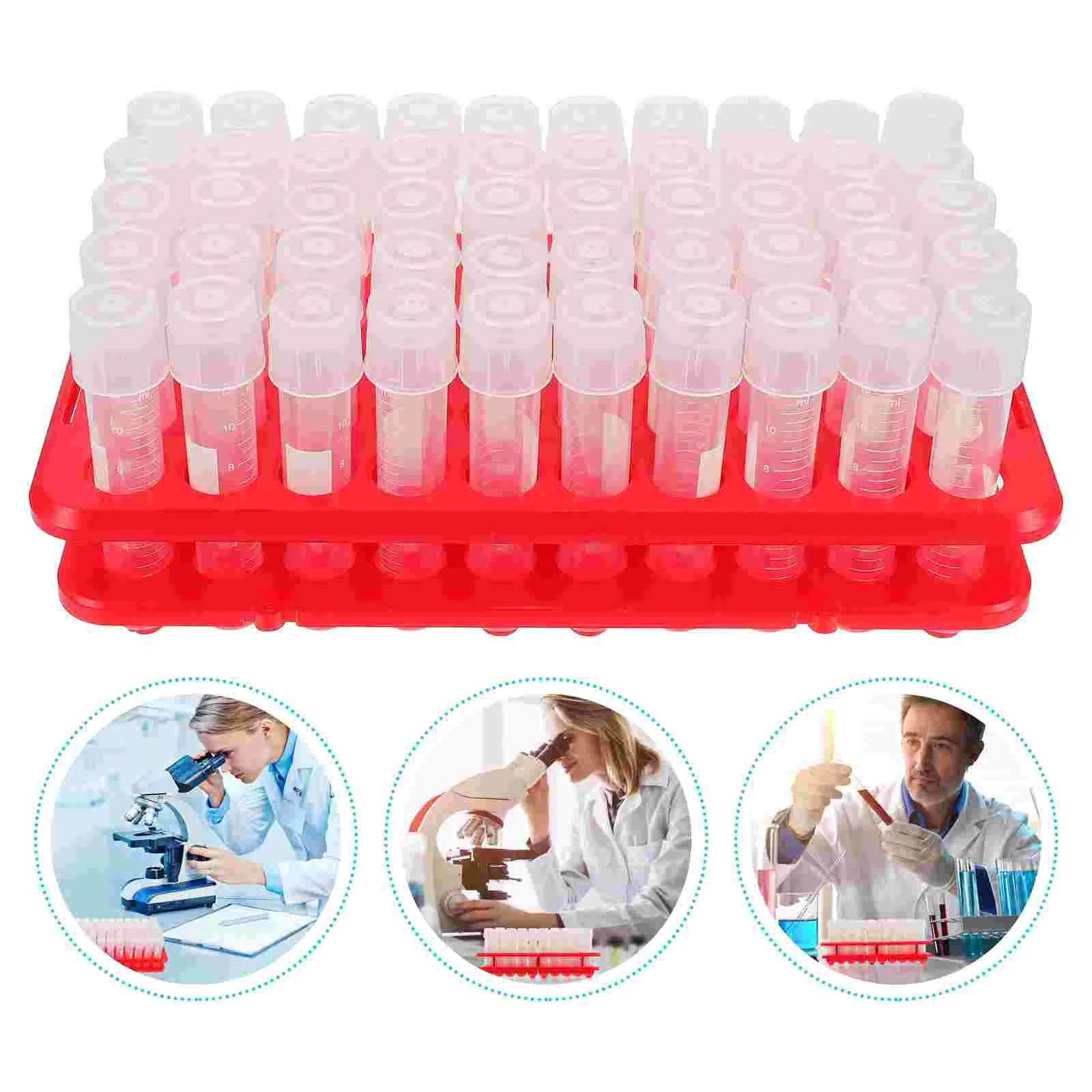 

100pcs Plastic Centrifuge Tubes Experiment Test Tubes with 1pc Storage Holder