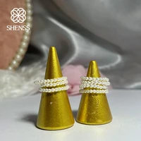 elegant shell pearl elasticity rings for women 2mm pearl