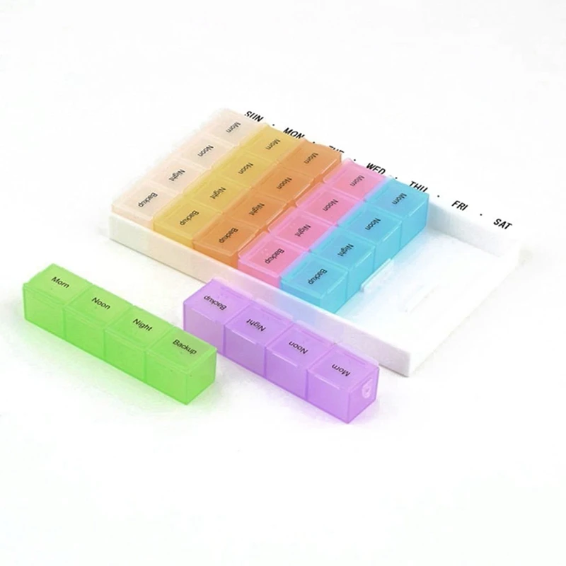 

3X Pill Organizer Box Pills Can - 7 Days 28 Compartments