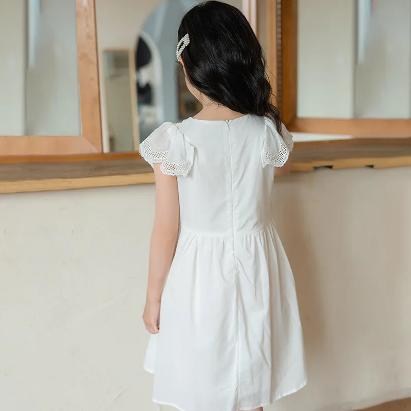 Белое платье для девочек с вышивкой новинка 2022 детское вечернее Детская летняя