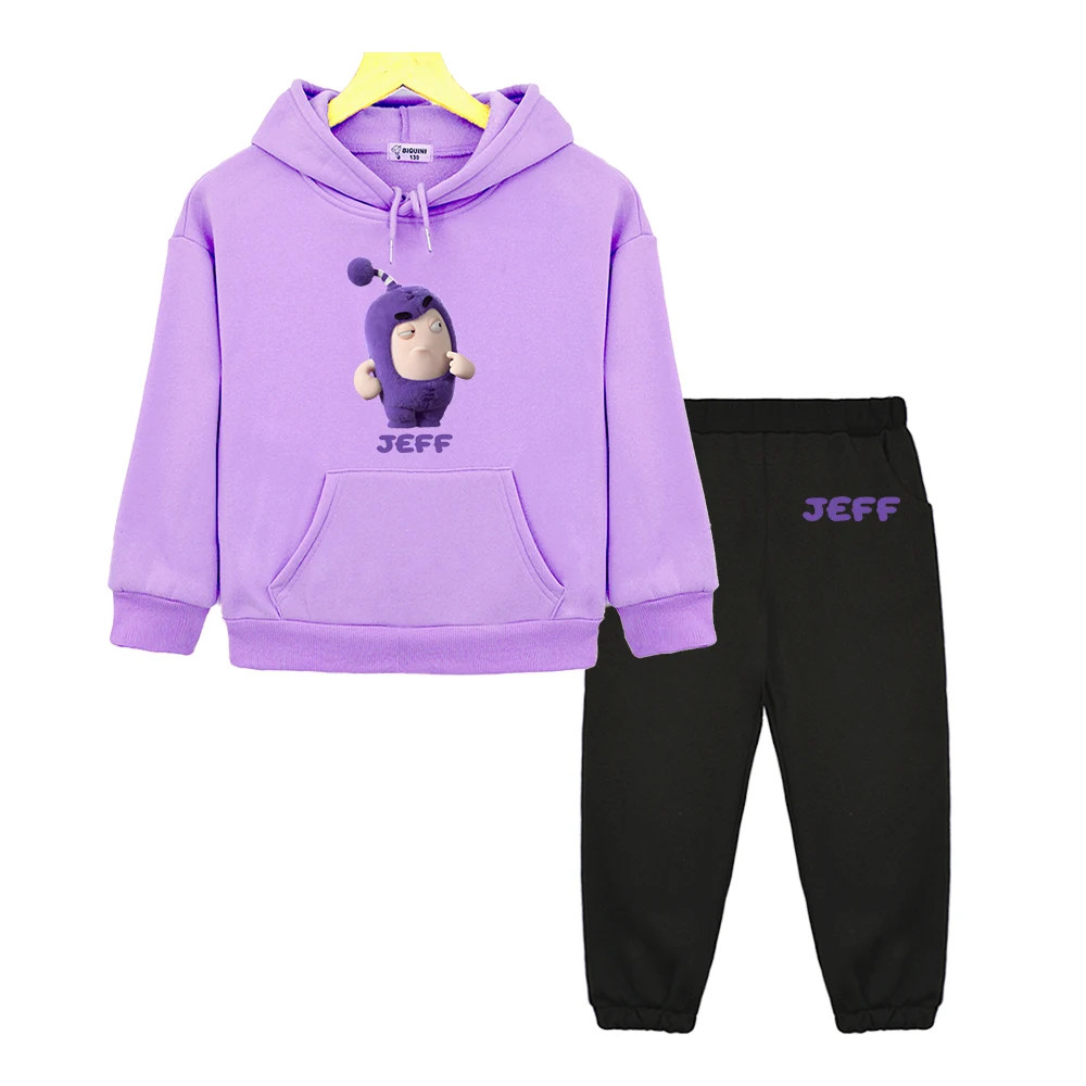 

Oddbods JEFF Purple Graphic Hoodies Sets Kawaii Cartoon Boys and Girls Sweatshirt Casual Long Sleeve Cute Printing Pullovers