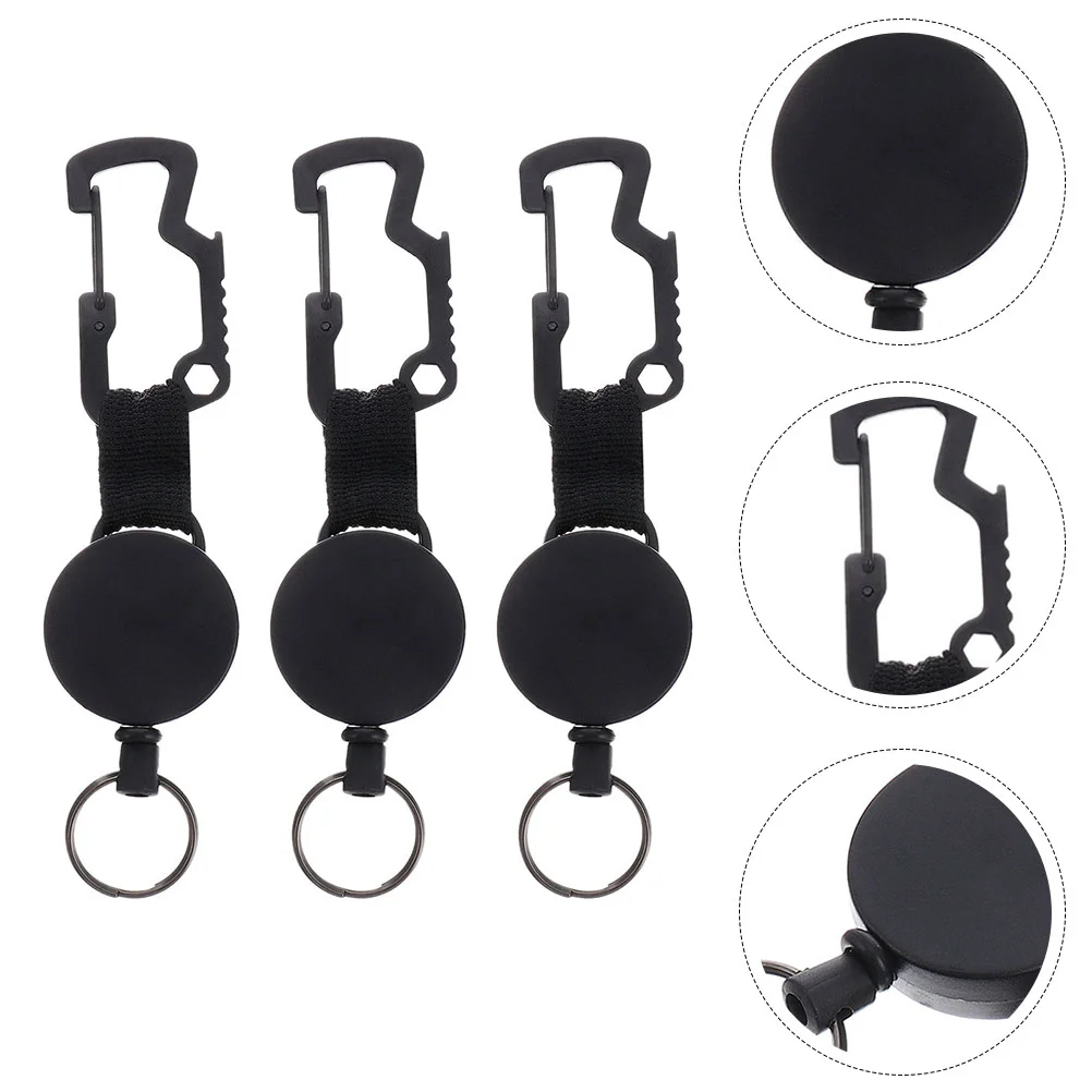 

Retractable Carabiner Keyring Key Holder Keychain Reel Lanyard Chain Badge Wire Lock Clip Multitool