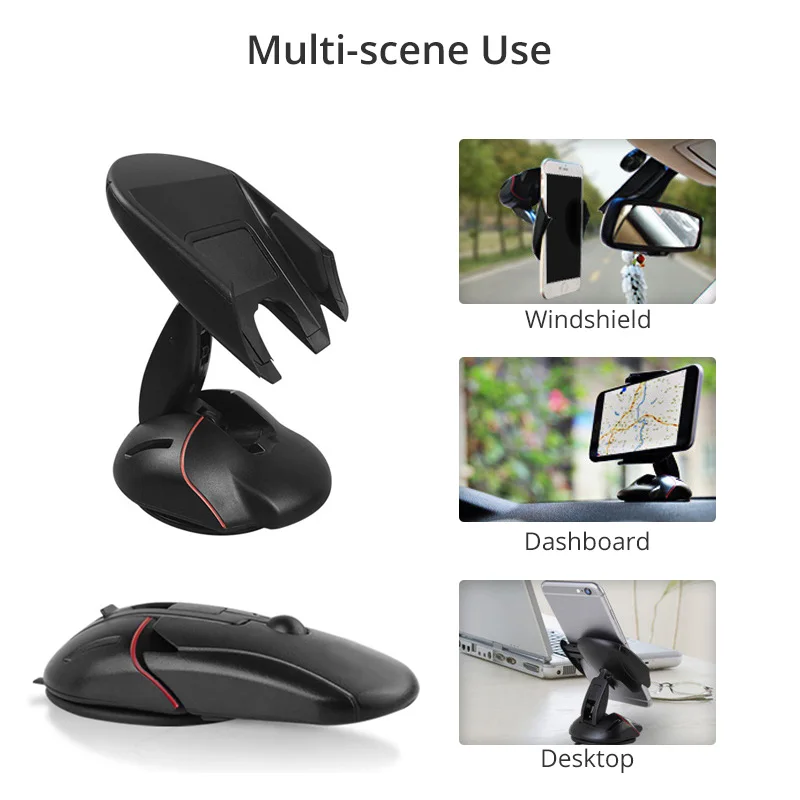 multifunctional car mobile phone holder 360 rotating mouse creative suction cup bracket mobile phone car folding holder bracket free global shipping