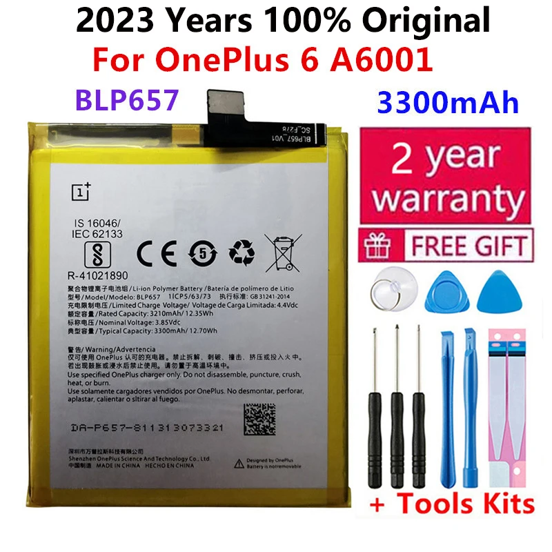 Оригинальный сменный аккумулятор для телефона BLP657 3300 мАч OnePlus 6 A6001