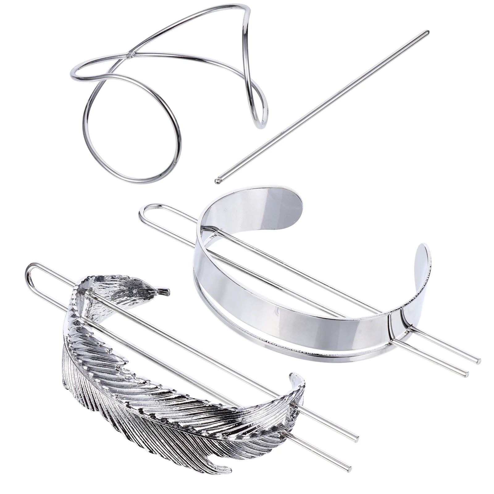 

3 Pcs Vintage Alloy Hairpin Women Hairpins Stick Metal Clip Wedding Accessories Cuff Chinese Hanfu Bun Bracket