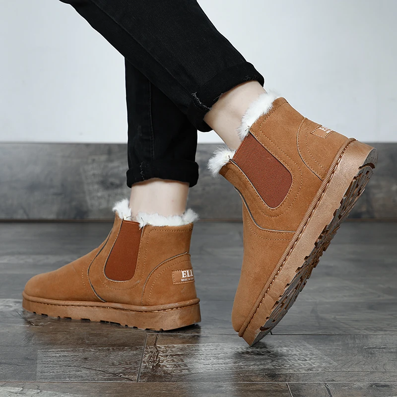 

Classic Men Boots 2022 Fashion Non-slip Snow Boots Casual Lightweight Winter Shoes Man Couples Ankle Boots Slip-On UVRCOS
